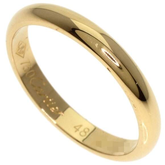 CARTIER 18K Yellow Gold Band Ring Size 4.5 Wedding Classic #48